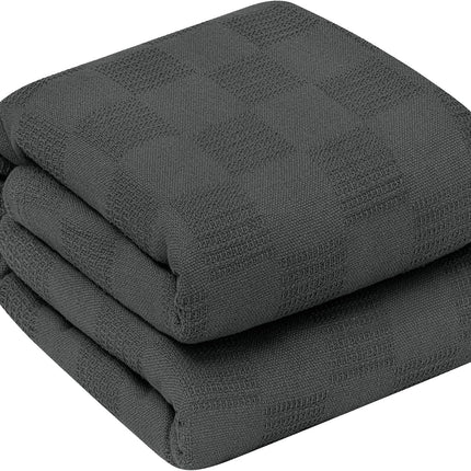 Cozy Haven | 100% Cotton Blanket in Grey with 350 GSM Softness | Lightweight & Breathable for Year-Round Comfort