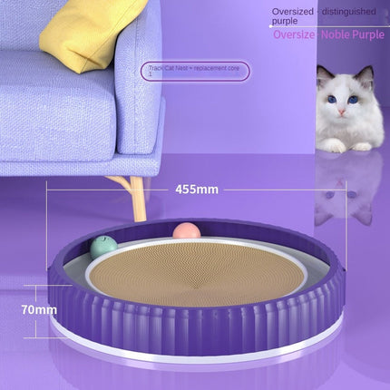 Round Cat Scratching Board with Removable Scratch Pad | Durable Furniture Protector for Cats with Interactive Play Balls