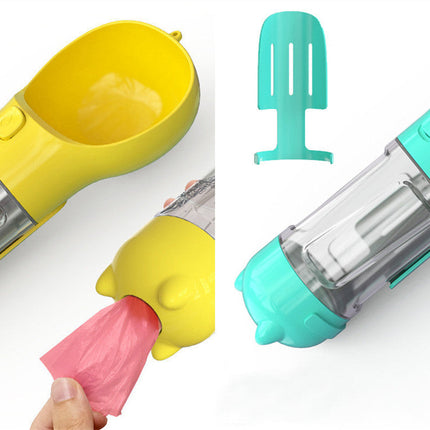 Portable 3-in-1 Dog Water Bottle with Food Compartment & Waste Bags | Hydration and Feeding Solution for Outdoor Adventures