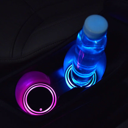 7-Color LED Cup Coaster with Solar & USB Charging | Automatic Light Activation for Car Ambiance