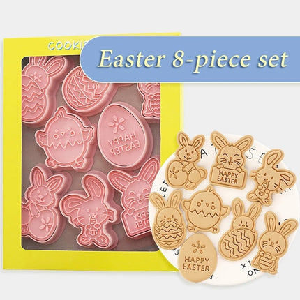 Cartoon Biscuit Mold 8-Piece Set in Fun Shapes | Creative Baking Tool for Adorable Easter Cookies