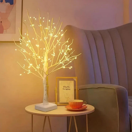 Nordic Birch Tree Light with 144 Warm White LEDs | Cordless Decorative Accent for Cozy Ambiance