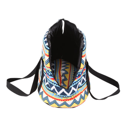 Retro Striped Pet Carrier Bag with Adjustable Strap | Stylish Canvas Travel Bag for Pets