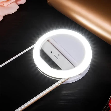 Clip-On Selfie Ring Light with Adjustable Brightness | Portable Lighting for Perfect Photos and Videos