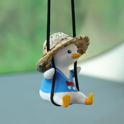 Cute Duck Hanging Ornament for Car Rearview Mirror | High-Quality Resin Pendant for Stress Relief and Decoration