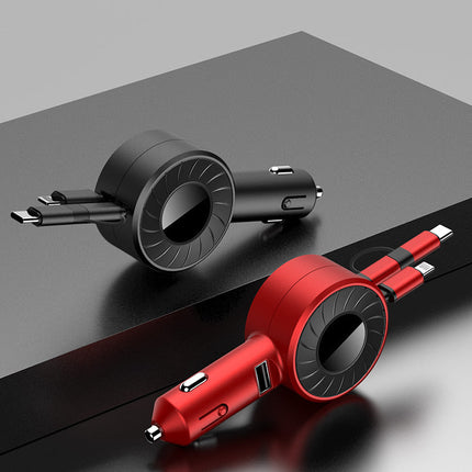 3-in-1 Retractable Car Charger for Apple, Android & Type-C | Fast Charging with Safety Features for On-the-Go Use