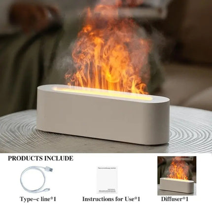 Flame Aroma Diffuser with 7-Color LED Light & Ultrasonic Humidification | Quiet Aromatherapy for Home and Office
