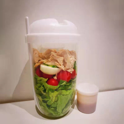 Leak-Proof Salad Cup Container Set with Fork & Dressing Holder | BPA-Free 1000ml Food Storage for Healthy On-the-Go Meals