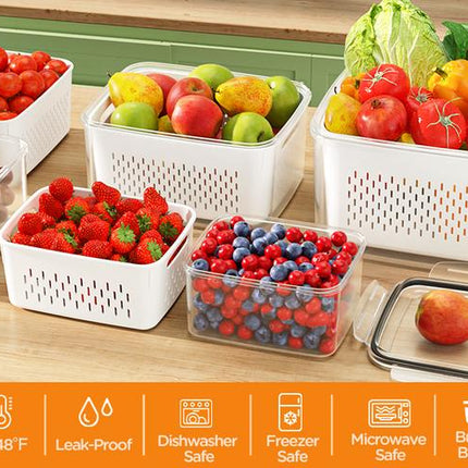Food Storage Containers, Airtight Food Container Set of 3 with Strainer Insert – image 6