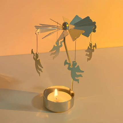 Candle Carousel with Spinning Ornaments for Ambient Light | Elegant Home Décor Accent for Cozy Evenings
