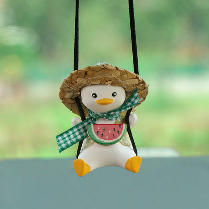 Cute Duck Hanging Ornament for Car Rearview Mirror | High-Quality Resin Pendant for Stress Relief and Decoration