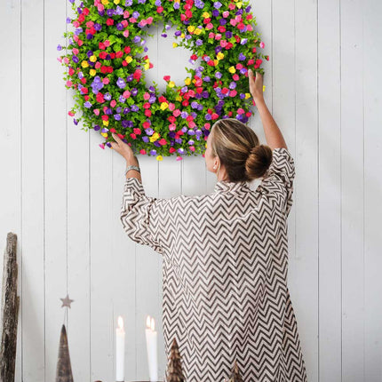 Front Door Wreath for Spring and Summer, Floral Grapevine Wreath – image 5