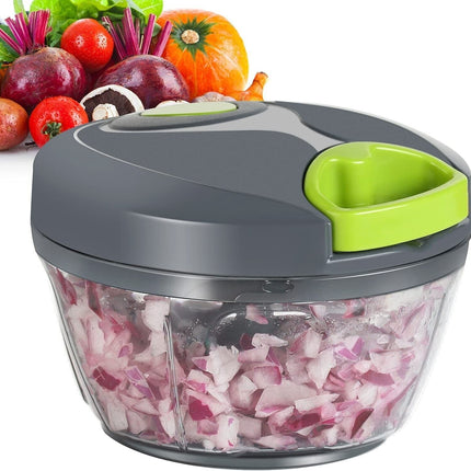 Manual Food Chopper with Stainless Steel Blades | Effortless Vegetable Cutting for Quick Meal Prep