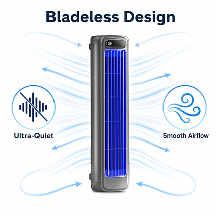 Portable Fan, Bladeless Tower Fan for Desktop or Wall Mount – image 8