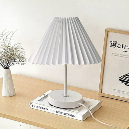 Dimmable Table Lamp with Pleated Fabric Shade | Elegant Lighting for Home Ambiance