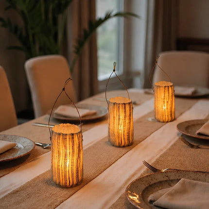 Flameless Candle Lantern with Woven Ramie Shade – image 8