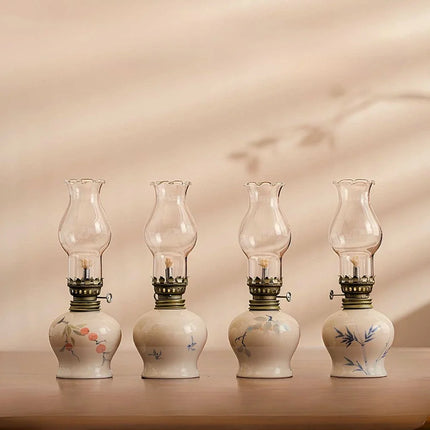 Ceramic Oil Lantern with Adjustable Flame Control | Handcrafted Décor for Cozy Ambiance