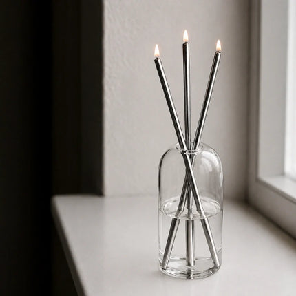 Oil Candle with Refillable Mineral Oil for Steady Glow | Elegant Glass Design for Cozy Ambience