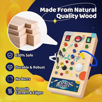 Montessori Busy Board with 15 LED Lights, Sensory Toy – image 10