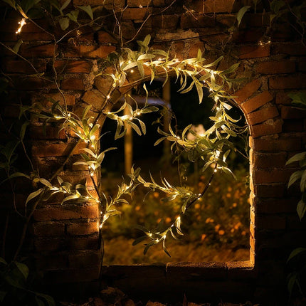 Botanical Garland Light with Warm White Glow | Nature-Inspired Decor for Elegant Home Ambiance