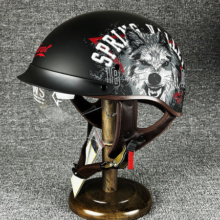 Motorcycle Helmets, Chopper Half Helmet with Drop Down Visor, Open Face Biker Helmet with Quick Release Strap – image 12