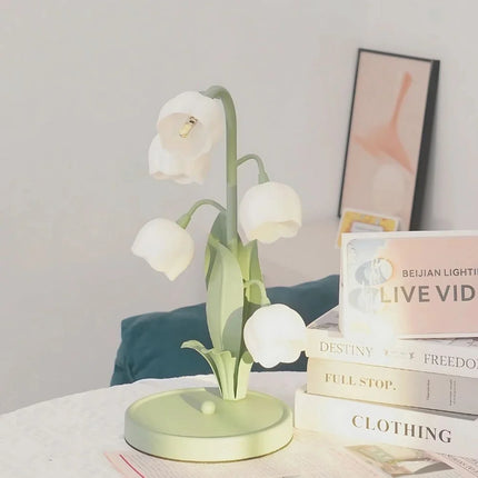 Floral Iron Table Lamp with High-Transparency Shade | Elegant LED Lighting Inspired by Lily of the Valley
