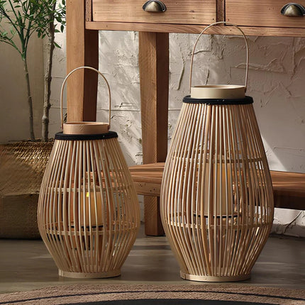 Bamboo Lantern with Handwoven Design for Soft Ambient Lighting | Portable and Cordless Home Decor Accent
