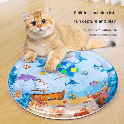 Summer Cooling Pet Water Bed with Fish Design | Inflatable Ice Pad for Dogs and Cats