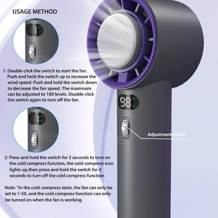 Portable Handheld Turbo Fan with 3000mAh Battery & Adjustable Speeds | Instant Cooling for Home, Work, or Travel