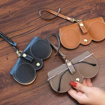 Sunglasses Case, Soft PU Leather Glasses Case with Snap Button