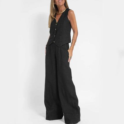 Stylish Summer Vest Suit with Sleeveless Design | Lightweight Cotton-Linen Outfit for Comfortable Warm Weather
