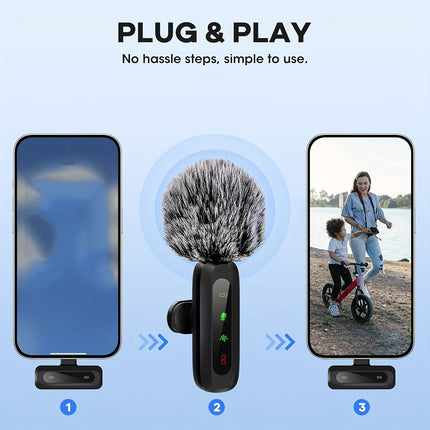 Wireless Microphone for iPhone and USB C Phones, Lavalier Microphone Clip On with Windscreen – image 5