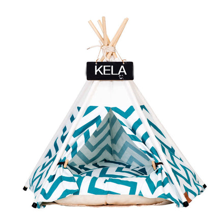 Green Striped Pet Bedding Tent with Soft Pillow | Stylish & Cozy Winter Shelter for Dogs and Cats