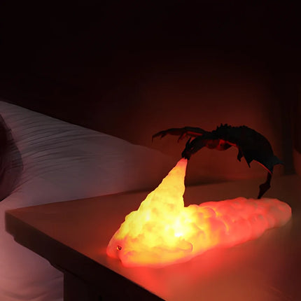 3D-Printed Dragon Night Light with Fiery Glow | Rechargeable LED Decor for Fantasy Lovers