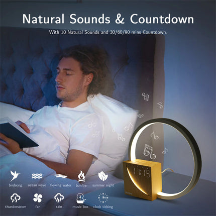 Touch Table Lamp with Alarm Clock & Natural Sounds | 3 Brightness Levels for Relaxation and Focus