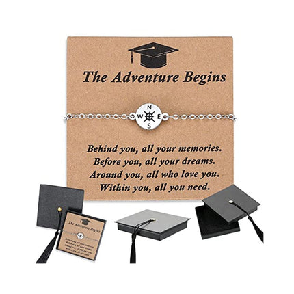 Compass Charm Bracelet, Braided Bracelet with Graduation Card and Gift Box – image 13