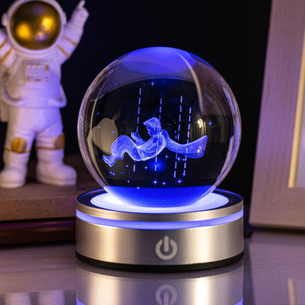 3D Carved Crystal Ball Night Lamp with USB Plug-In | Modern Home Decor for Warm Atmosphere
