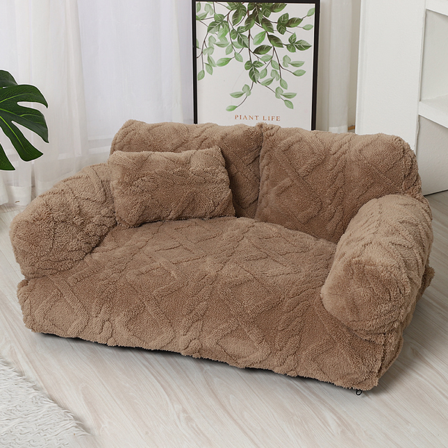 Dog Beds with Raised Edges, Velour Dog Couch with Bolster, Plush Couch Dog Bed for Small to XL Dogs_01