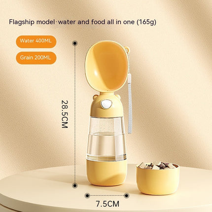 Portable Dog Water Dispenser Cup with Food Bowl | Easy-Clean PP Plastic for Hydration on the Go