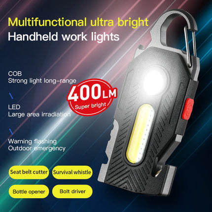 Multifunctional Emergency Light with Powerful LED & COB Illumination | Compact Outdoor Tool with Keychain and Survival Features
