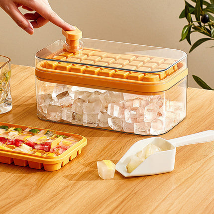One-Press Ice Cube Maker Tray with Stackable Lid | BPA-Free Molds for Effortless Ice Preparation