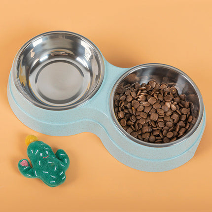Double Pet Bowls with Stainless Steel Feeder | Dual Functionality for Convenient Feeding and Hydration