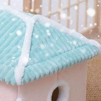 Enclosed Cat House Villa with Removable Washable Bed | Cozy and Durable Cat Condo for All-Season Comfort