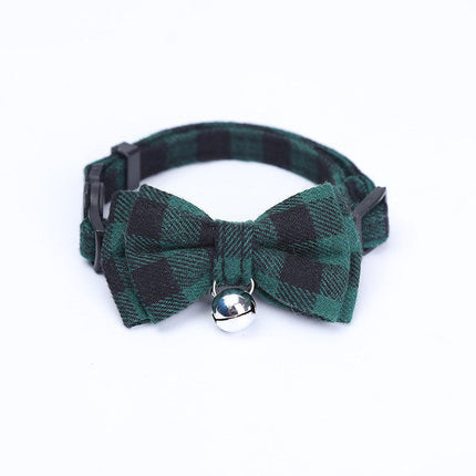 Check Pattern Cotton Dog Collar with Bowknot Option | Stylish and Comfortable Accessory for Pets in Vibrant Colors
