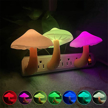 LED Mushroom Night Light with Light Sensor | Warm Yellow Glow for Cozy Home Ambiance
