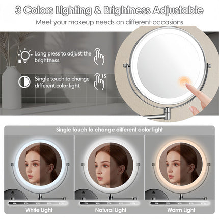 Wall Mounted Vanity Mirror with Lights, Rechargeable Shaving Mirror with LED Lighting – image 9