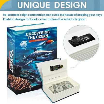 Book Safe Box with Key or Combination Lock, Fake Book Diversion Safe for Cash and Jewelry – image 4