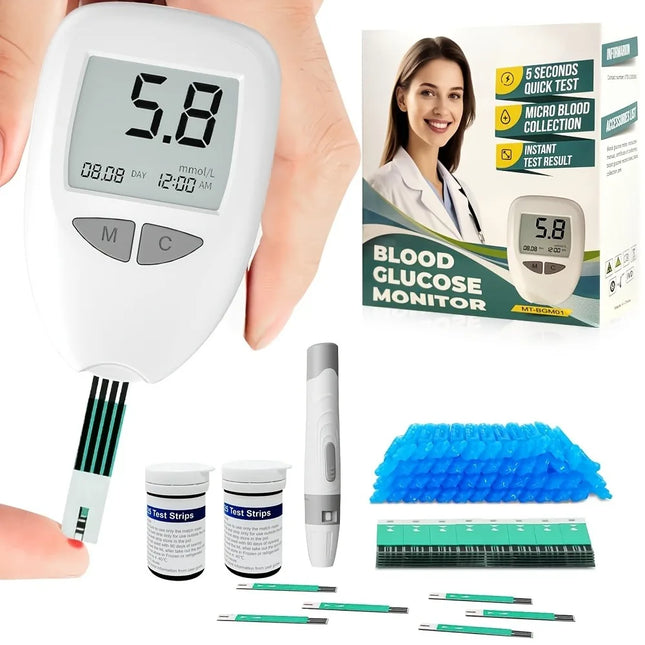 Blood Glucose Monitor Kit with 50 Test Strips & Lancets | Blood Sugar Test Kit, Accurate, Portable Device for Easy Home Testing, blood sugar level test kit