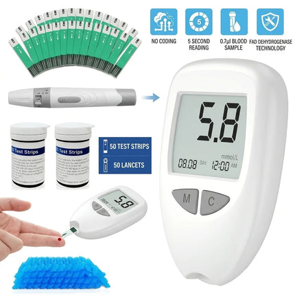 Blood Glucose Monitor Kit with 50 Test Strips & Lancets | Blood Sugar Test Kit, Accurate, Portable Device for Easy Home Testing, blood sugar level test kit
