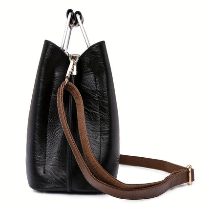 Genuine Leather Handbag, Leather Purses for Women with Flap and Magnetic Snap